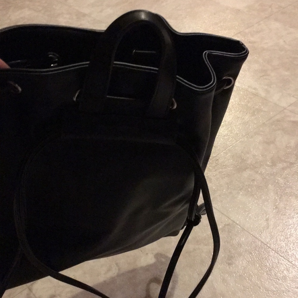 Black Back Pack Purse With Draw String Close ! - image 3